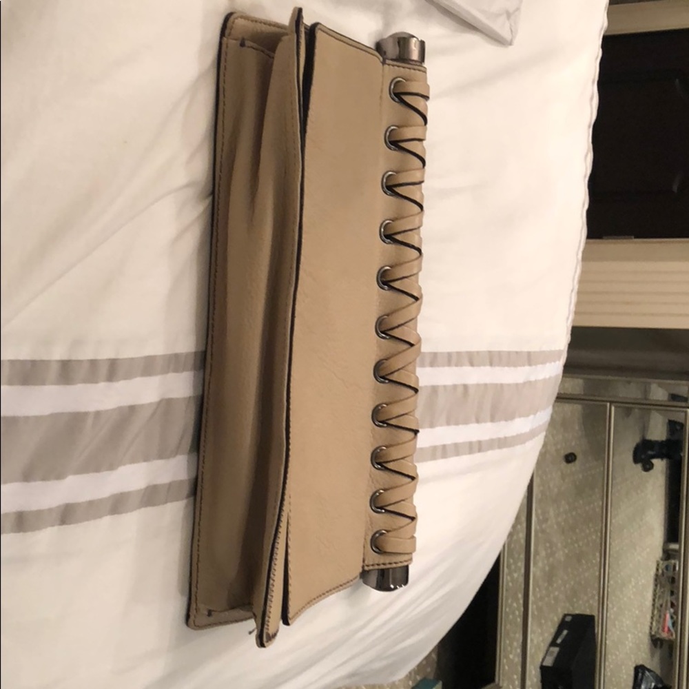 Oversized leather clutch w silver hardware